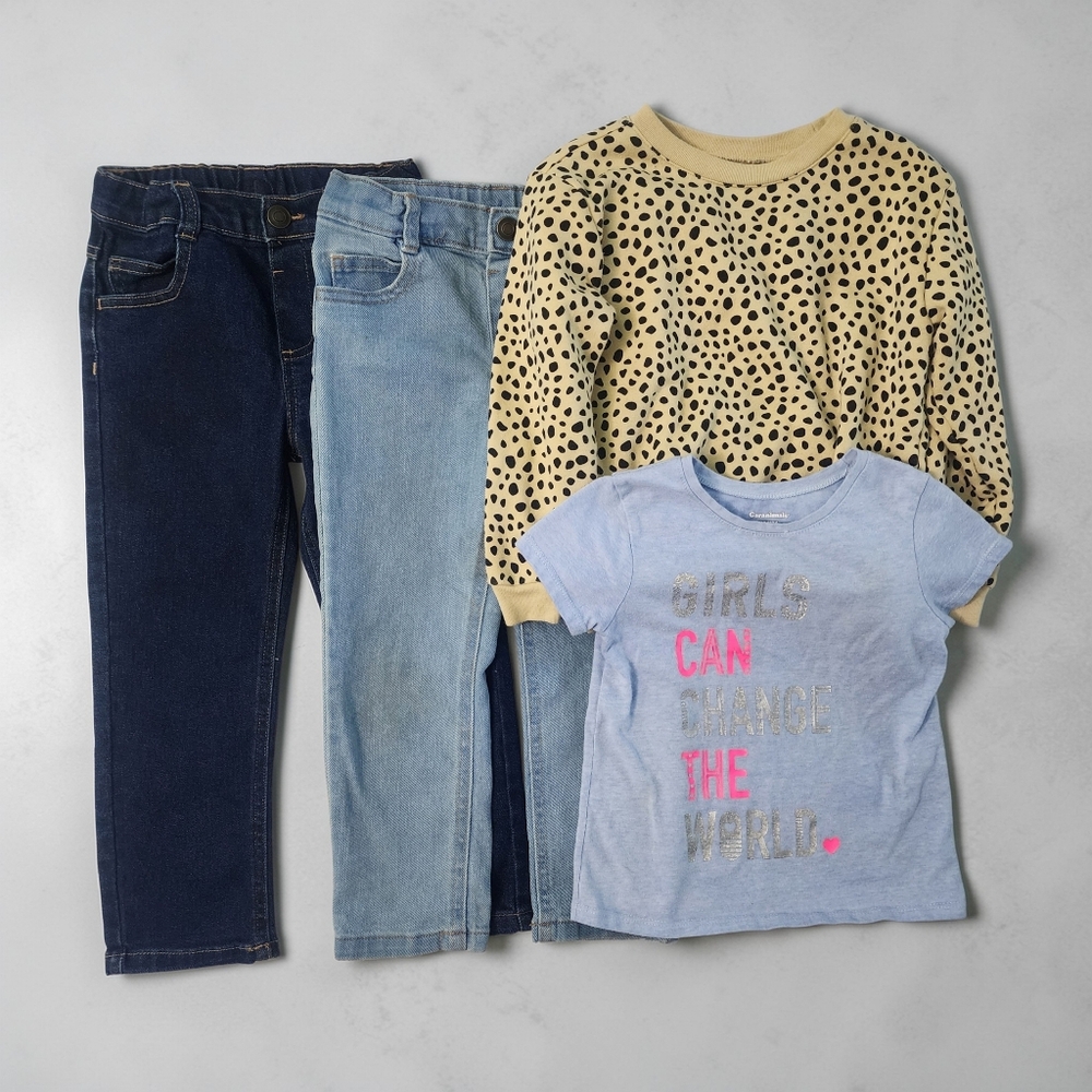 Garanimals Girls 4T Clothing Bundle – Graphic Tee, Sweatshirt & Jeans